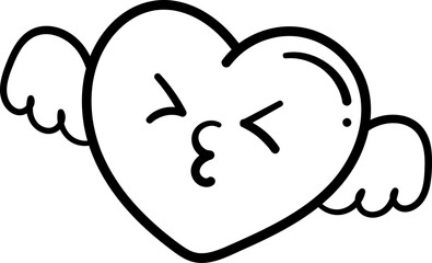 Valentine comic heart element doodle