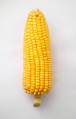 Sweet corn on white paper background. top view ,flat lay.