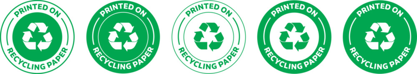 Printed on recycling paper icon. isolated black Vector illustration.