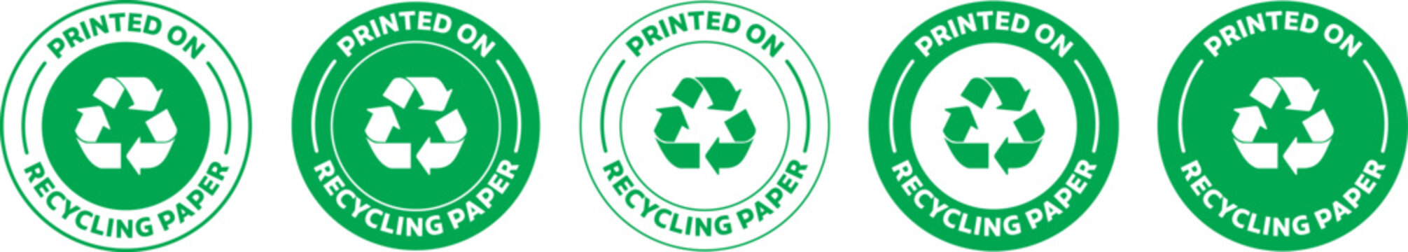 Printed On Recycling Paper Icon. Isolated Black Vector Illustration.