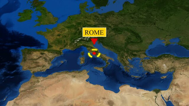 Rome Italy Animation Marker on Earth Map