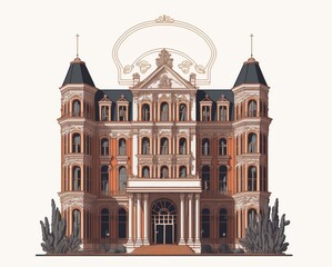 old town hall  ideal for travelers seeking a sense of heritage and tradition made with generative ai, vector style, flat, 