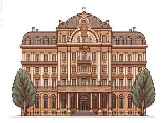 historical city hotel in the city with rich history, ideal for travelers seeking a sense of heritage and tradition made with generative ai, vector style
