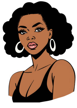 Vector Black Woman Fierce Girl Cartoon