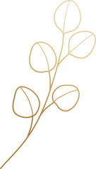 Fototapeta na wymiar Wedding leaf branch gold line art