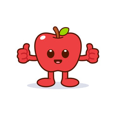Cute Apple Character Giving Thumbs Up