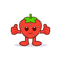 Cute Strawberry Character Giving Thumbs Up
