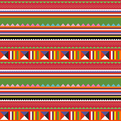 Thailand hill tribe seamless pattern and background, flat vector.