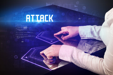 Hand touching digital table concept
