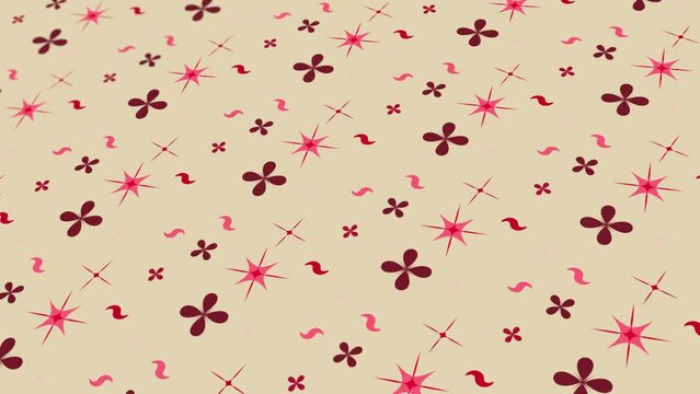 Animated abstract pattern with geometric elements in the form of flowers. red gradient background