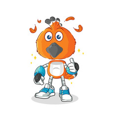 hudhud bird robot character. cartoon mascot vector