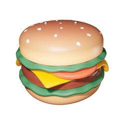 fast food, 3d render, hamburger 