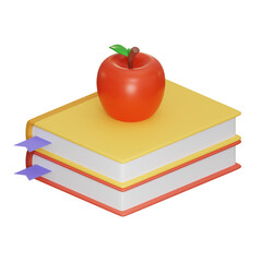 Apple and Book 3D Illustration