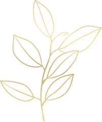 Wedding leaf branch gold line art