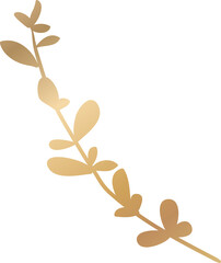Wedding leaf branch gold line art