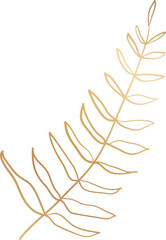 Wedding leaf branch gold line art