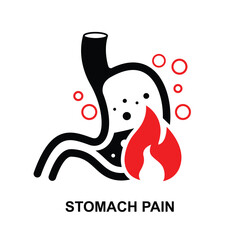 Stomach pain icon isolated on white background vector illustration.