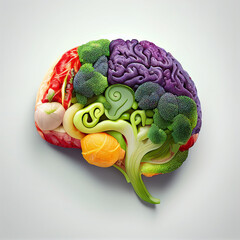 Illustration Of A Human Brain From A Vegetable. Generative Ai