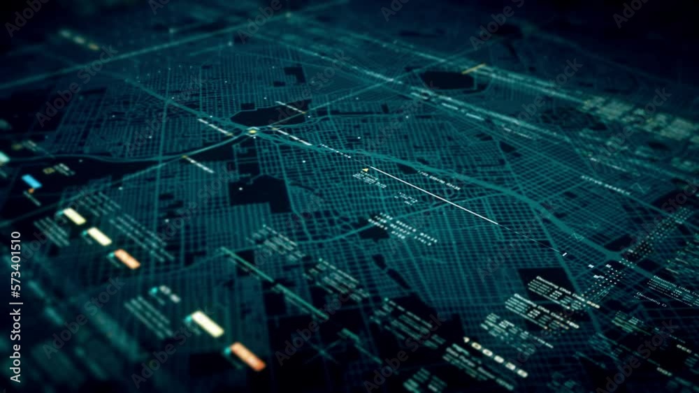 Poster Futuristic abstract de-focus data matrix, meta, metaverse, telemetry and encrypt numbers display with particles simulation in cyber space environment for head up display background