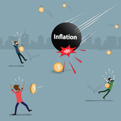 The inflation has a huge impact on people - vector