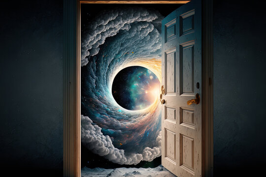 Door leading to another universe. Generative AI
