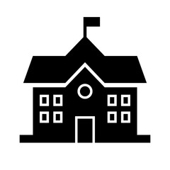 School Silhouette Icon. Educational institution. Vector.