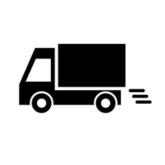 Truck on the move silhouette icon. Delivering. Vector.