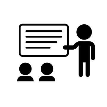 recommend clip art: Teacher and student silhouette icons teaching a class. Seminar. Vector.