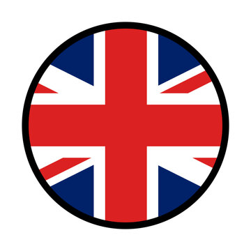 Round British flag icon. United Kingdom flag. Vector.