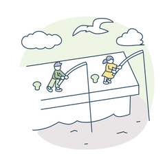 釣りを楽しむ人々。釣果を期待して過ごすプライベートな時間