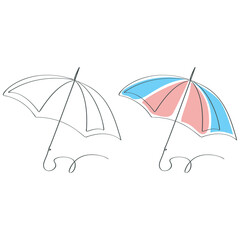 Continues line art open umbrella drawing artwork vector illustration © Jayd