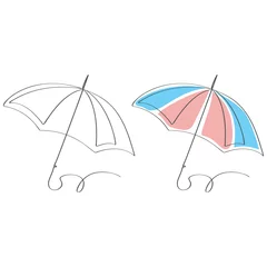 Fotobehang Continues line art open umbrella drawing artwork vector illustration © Jayd