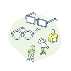 眼鏡のある日常。目薬と休息を必要とする人々
