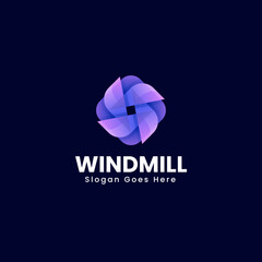 Vector Logo Illustration Windmill Gradient Colorful Style