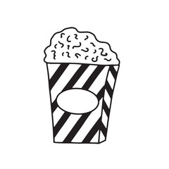 Vector illustration of popcorn in a package in doodle style for your design