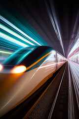 Fototapeta na wymiar Bullet Train Motion Blur - Generative Ai