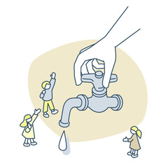 蛇口をゆっくりまわして水を出す。生活に必要なライフライン