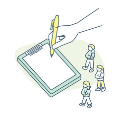 書類に必要事項を書き込む。白紙を前に考える