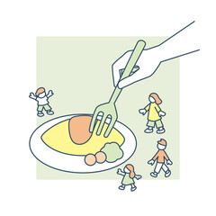 オムレツを食べる。卵料理を好む人々