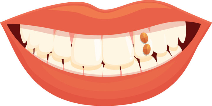 Ruby tooth gem icon cartoon vector. Dental care. Clean smile