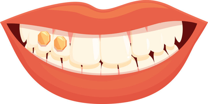 Tooth gem implant icon cartoon vector. Dental care. Health dentist
