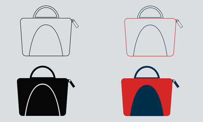 Handbag Icon Set. Travelling Bag Symbol Design