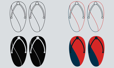 Simple and Stylish: Flat Sandal Icon Set for Travelling or Summer 