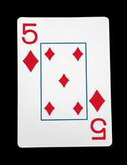 Five of diamonds card with clipping path