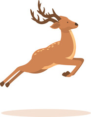 Jumping forest deer icon cartoon vector. Herd animal. Fauna antler