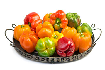 sweet pepper, red, green, yellow pepper isolated on white background, clipping path, full depth of field