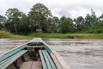 Fototapeta na wymiar View of Amazon River from canoe
