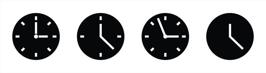 clock icon set. clock and time icon symbol sign collections, vector illustration