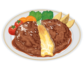 チーズ入りハンバーグ