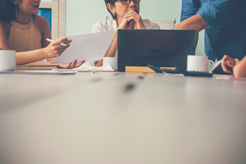 Business strategy team report chart, graph, infographic data analyze financial report plan. Hands...